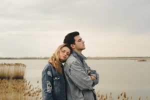 A couple enjoying of a beautiful scenery
